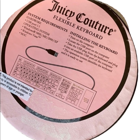 Y2K Juicy Couture Pink Flexible Keyboard USB TRAVEL SCHOOL WORK PORTABLE BARBIE - Picture 9 of 9